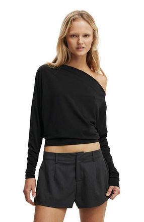 Cotton On Womens Peyton Off Shoulder Long Sleeve in Black at Nordstrom, Size Xx-Small