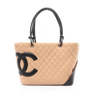 Chanel Beige Black Cambon Ligne Handbag Tote Bag (Pre-Owned)