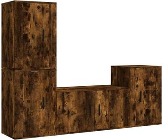 vidaXL Vidaxl - Set De Muebles De Tv 4 Pzas Madera Contrachapada Roble Ahumado