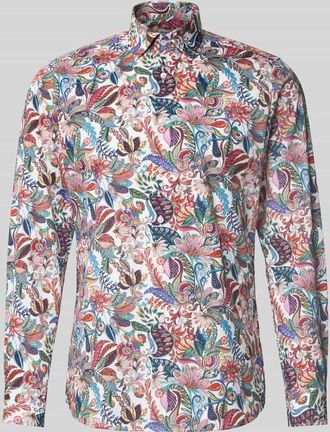 Olymp Level 5 Slim Fit Business-Hemd mit Kentkragen im Allover-Look in Weiss, Größe 39