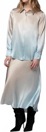 Max & Moi Levy Silk Blouse In Gradient Sky