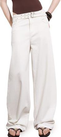 Mango Double Belt Balloon Jeans in Off White at Nordstrom Rack, Size 2