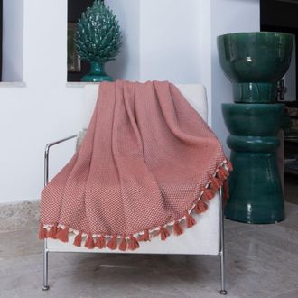 Febronie Manta plaid algod&oacute;n rojo tejas 160x250