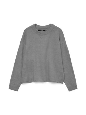 Vero Moda Strickpullover VERO MODA VMBOOM LS O-NECK PULLOVER BOO, Damen, Gr. XL, medium grau melange, Strick, Obermaterial: 85% Polyester, 7% Polyacryl, 5% Woll