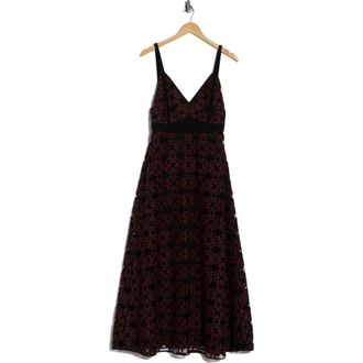 Longchamp Geometric Burnout Empire Waist A-Line Dress in Black/Mahogany Print at Nordstrom Rack, Size 10 Us / 42 Fr