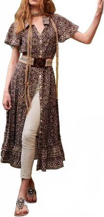 Rubyyaya Aztec Maxi Dress In Brown