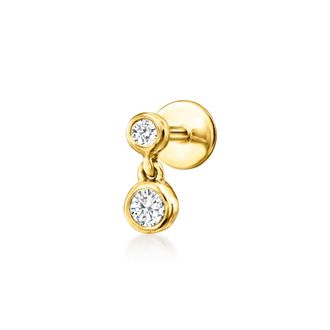 RS Pure by Ross-Simons Diamond 2-Stone Single Flat-Back Stud Earring in 14kt Yellow Gold