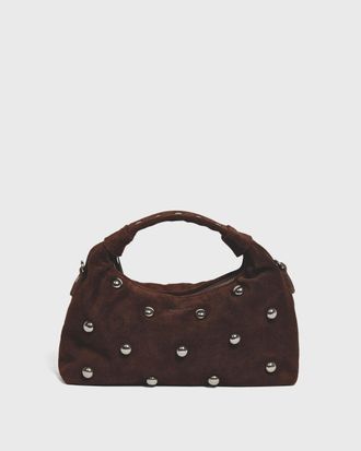 N&uacute;noo Dandy Rivet Suede Chocolade Tas