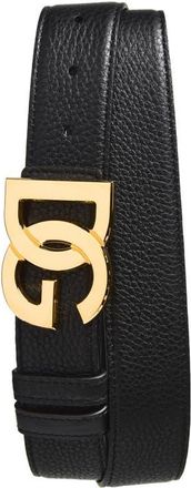 Dolce & Gabbana DG Logo Buckle Leather Belt in 80999 Nero at Nordstrom, Size 105