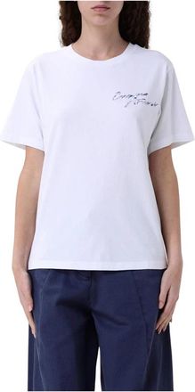 Emporio Armani Stijlvol Logo T-shirt met Korte Mouwen - Dames - T-shirts - Wit - S - Katoen - Tops