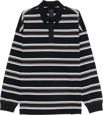 Juun.J Stripe Over Fit Polo Lange Mouw - Heren - Polos - Blauw - S - Katoen - Tops