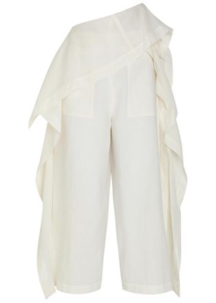 Issey Miyake Draped Wide-leg Paper-blend Trousers - White - 2