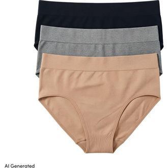 Lands End Bikini Brief Cotton Comfort Seamless Basics 3 Pack Panties in Clay Bisque Pk at Nordstrom, Size X-Large