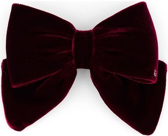 Alexandre de Paris Velvet Bow Barrette in Burgundy at Nordstrom
