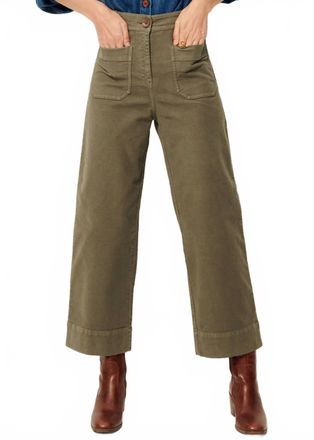 Sessun Hudpeach Semi-Wide Crop Pants In Olive