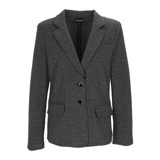 Emporio Armani Blazer in Cotone Esposizione Lavorazione Herringbone - - Jackets - Donna - Nero - M