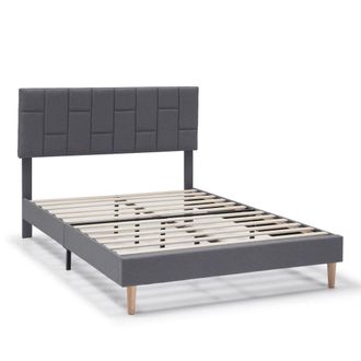 HOMN Estructura de cama tapizada de 30 cm, 90x190 cm, gris oscuro