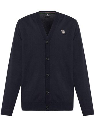 Paul Smith Zebra-patch cardigan - men - Organic Cotton - L - Blue