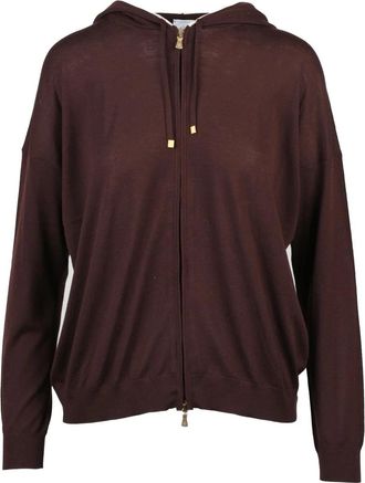 Eleventy Purple Wool Knit Hooded Sweatshirt
