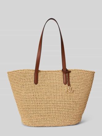 Lauren Ralph Lauren Shopper aus Stroh mit Logo-Applikation in Beige, Gr&ouml;&szlig;e 1