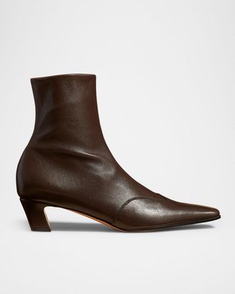Khaite Nevada Stretch Leather Ankle Booties