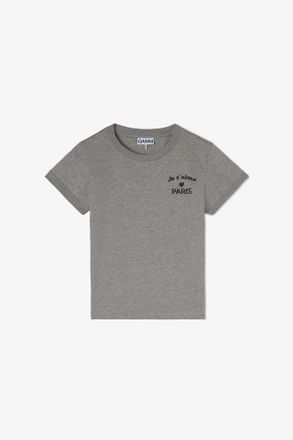 Ganni Grey Paris Club Baby Fit T-shirt - Size XS Organic Cotton