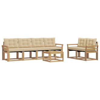 vidaXL Conjunto De Sof&aacute;s De Exterior Con Coj&iacute;n 7 Pcs Y Beige Vidaxl