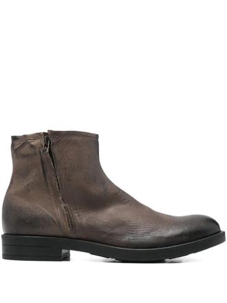 LEQARANT zip leather boots - Brown