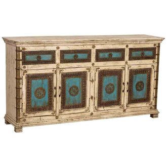 Wanderlust Deco Aparador de madera artesanal blanco 180x45x96 alt. Cm