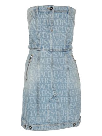 Versace Denim mini-jurk met print - Blauw