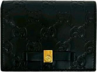 Gucci Pre-owned Wallets, female, Black, Size: ONE SIZE Pre-owned GG Logo Leather Card Case