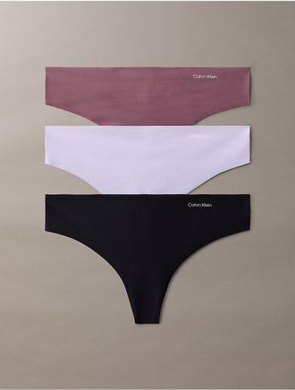 Calvin Klein Womens Invisibles 3-Pack Thong - Neutral - XS