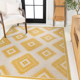 Jonathan Y Designs Lior Geometric Moroccan Diamond Black/Cream Indoor/Outdoor Area Rug