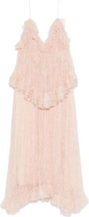 Alberta Ferretti Ruffled Lace Midi Dress