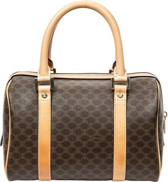 Celine Beige & Brown Macadam Coated Canvas Mini Boston Bag (Authentic Pre-Loved)