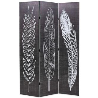 vidaXL Biombo Divisor Plegable 120x170 Cm Plumas Blanco Y Negro Vidaxl