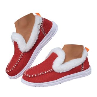 Generic Ladies Flat Warm Womens Winter Faux Fur Lined Ankle Shoes Boots, Winter Shoes for Men Cold Weather Flat Boots Winter Boots Ladies Fur Lined Comfortabl