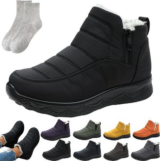 Generic Dritnow Boots,Dritnow Womens Insulated Snow Boots,Waterproof Non-slip Plush Lined Comfortable Warm Winter Shoes Men Women (Black,10.5)