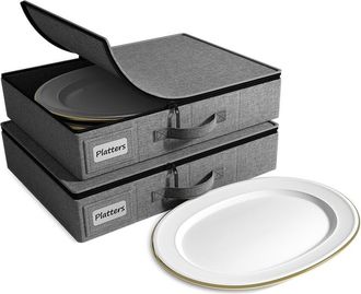 Sorbus 2Pc China Storage Dinnerware Organizers