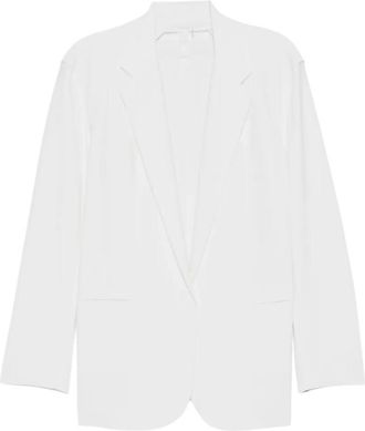 Norma Kamali White Solid Notched Lapel Blazer