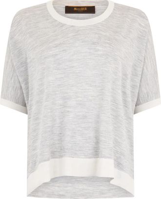 Moorer Aria T-shirt - Dames - Ronde hals truien - Grijs - XL - Wol - Truien & Vesten