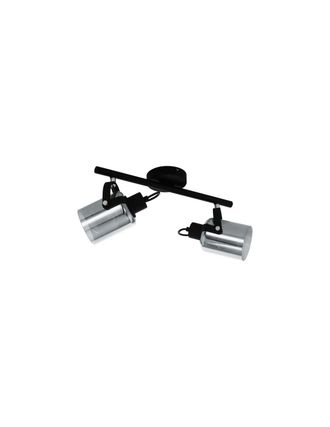 Eglo Foco Orientable Negro 2 Focos Cristal Ahumado Cilindro Berregas Eglo