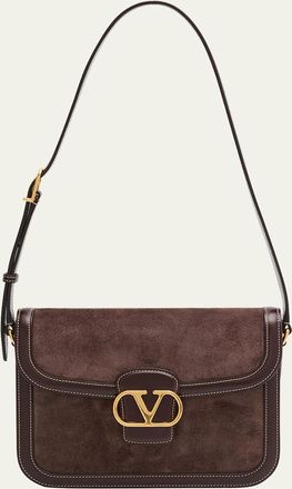Valentino Garavani 9 to 5 VLOGO Flap Suede Shoulder Bag