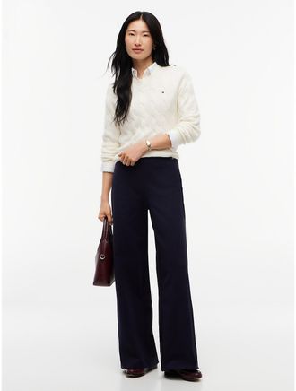 Tommy Hilfiger Womens Wide Leg Ponte Pull-On Pant - Navy Blue - XXL
