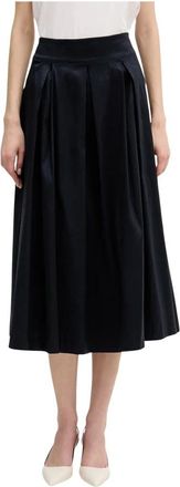 Joseph Ribkoff Stretch Taffeta Rok met Plooi - Dames - Midirokken - Blauw - XL - Polyester - Rokken