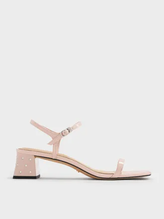 Charles & Keith Emmaline Patent Leather Crystal Sandals
