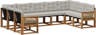 vidaXL Conjunto De Sof&aacute;s De Exterior 9 Uds. Natural Y Gris Claro Vidaxl