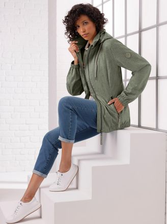 Cr&eacute;ation L Anorak CREATION L PREMIUM, Damen, Gr. 36, khaki, meliert, 70% Viskose, 30% Leinen, unifarben, Jacken Anorak