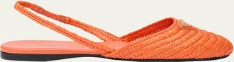 Prada 5mm Raffia Slingback Flats