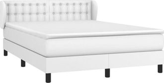 vidaXL Vidaxl - Cama Box Spring Con Colch&oacute;n Cuero Sint&eacute;tico Blanco 140x200cm